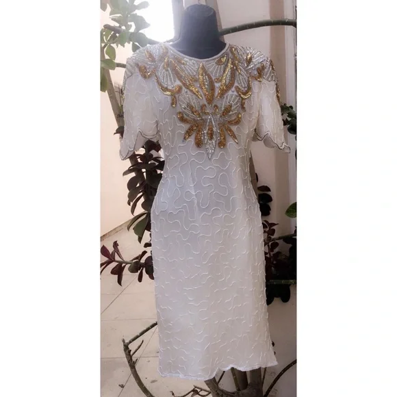 Dresses | Vintage White Beaded Dress Size Small | Poshmark Dresses | Vintage White Beaded Dress Size Small | Poshmark